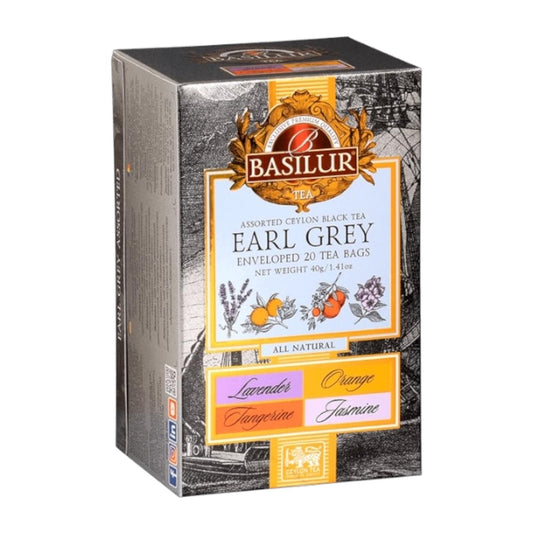Té Negro Earl Grey Assorted Basilur 25 Bolsas – Té Ceylon Surtido con Bergamota